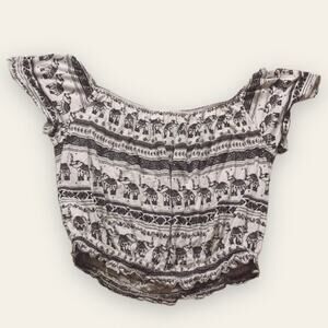 H&M Loves Coachella Boho Elephant Crop Top Shirt
